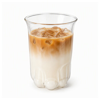 Gobelet en verre borosilicate 380 ml avec fond en forme de patte de chat, verre transparent pour café glacé, latte, thé, eau, verrerie