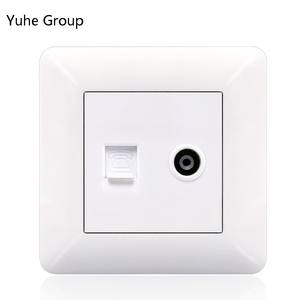 Prise murale satellite tactile en matériau PC, faible tension, RJ45, IP20, design minimaliste - Product Image 1