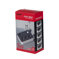 Multiprise EU Schuko avec ports USB QC3.0 et USB-C PD à charge rapide, interrupteur principal et protection contre les surcharges