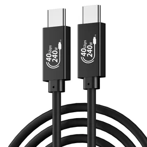 迅雷螺栓USB C型C至C USB 4.0高速传输40 Gbps PD 240 W数据线带发光二极管灯厂家直销