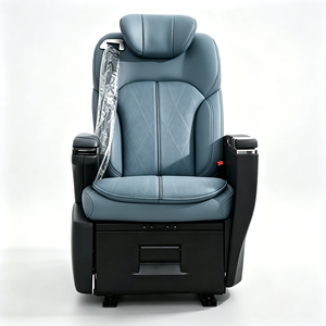 Siège de capitaine de luxe bleu et noir pour <span class=keywords><strong>camping</strong></span>-<span class=keywords><strong>car</strong></span>, yacht, conversion de fourgon avec tiroir de rangement dissimulé et table pliable - Product Image 4