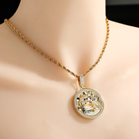 Collier pendentif Doge Coin pour hommes, bijoux tendance hip-hop sertis de pierres