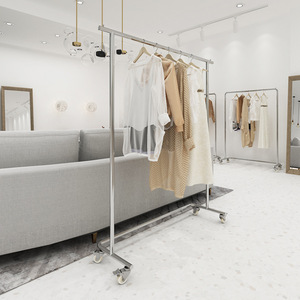 Estante de exhibición para tienda de ropa, de acero inoxidable, estilo Art <span class=keywords><strong>Deco</strong></span>, fácil montaje, con ruedas, para transmisión en vivo, de pie, para ropa de hombre - Product Image 3
