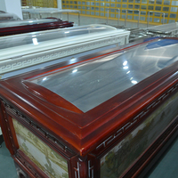 Suministros Mortuorios de Estilo Americano Premium con Sistema de Refrigeración por Aire, Ataúd Refrigerado de Madera Maciza Tallado a Mano Tradicional, Cobre