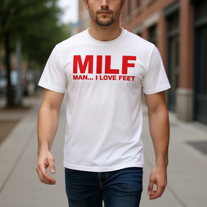 T-shirt graphique pour hommes et femmes avec citation sarcastique « Homme, j'aime les pieds » pour louange ou compliment – Article promotionnel - Product Image 3