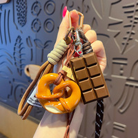 Porte-clés pendentif pain d'eau alcaline, ornement de sac pour couple et mousqueton, vente en gros, porte-clés bracelet pain