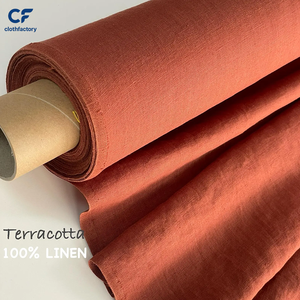 Tela de <span class=keywords><strong>Lino</strong></span> Color Arcilla Roja, Lavada, Suave, <span class=keywords><strong>Lino</strong></span> Europeo de Peso Medio, 205 g por <span class=keywords><strong>Metro</strong></span>, para Coser Ropa, Ropa de Cama y Cortinas - Product Image 2