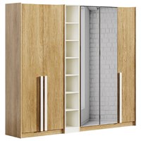 Ensemble de meubles de chambre à coucher modernes de luxe avec lit, armoire, coiffeuse, miroir sur pied, tabouret de vanité Santos WOODEX pour la chambre à coucher