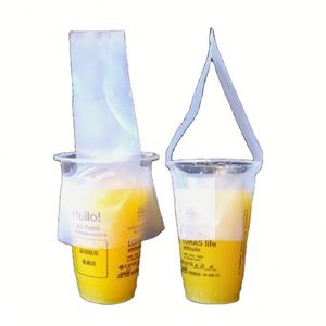 Bolsa de Plástico Transparente Desechable para Llevar Bebidas, con Logotipo Personalizado, Económica, para Vasos Individuales, en Forma de T - Product Image 1