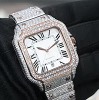 Montre classique carrée en moissanite pour homme