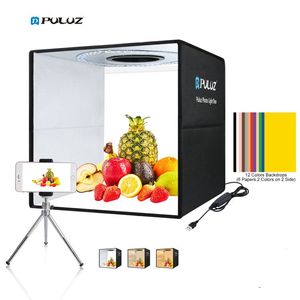Boîte de Studio Photo Portable PULUZ 40cm Pliable 2022 avec <span class=keywords><strong>3</strong></span> Anneaux Lumineux LED, Kit de Tente de Photographie, Boîte à Lumière Softbox pour Appareil Photo - Product Image 1