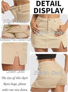 Comodo7 2025 femmes rétro bouton taille haute mignon été printemps léopard Denim fente jupe nouvelle mode solide automne décontracté Sexy - Product Image 2