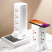 Multiprise verticale moderne avec protection contre les surtensions, station de charge pour plusieurs téléphones, avec câbles d'extension