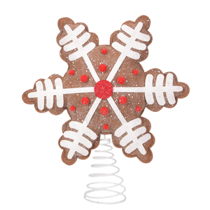 <b>Gingerbread</b> Icing Snowflake <b>Christmas</b> Tree Topper Brown Felt Xmas Crown Cookie <b>Decoration</b> Holiday Home Party - Product Image 3