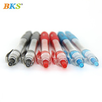 Ensemble de stylos gel bleus personnalisés BKS avec logo, largeur d'écriture de 0,5 mm, encre noire non effaçable, impression numérique plastique pour usage promotionnel