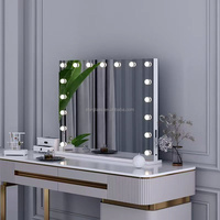 Miroir de maquillage rectangulaire Hollywood avec lumière LED, interrupteur tactile intelligent à intensité variable pour la décoration murale de la chambre
