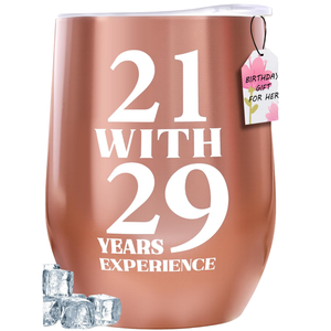 Regalo per il 50° Compleanno per Donne, Mamma, Amiche, Moglie, Figlia, Sorella - Bicchiere da <span class=keywords><strong>Vino</strong></span> in Acciaio Inossidabile Infrangibile con Design per il 50° Anniversario - Product Image 1