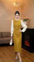 6575 Nouvelle Robe Midi Deux Pièces Élégante et Luxueuse 2026 Quian Amincissante à Manches Longues Style Célébrité Tendance Coupe Ajustée Automne