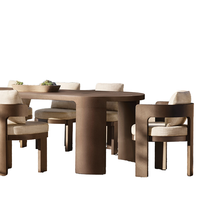 Ensemble de table de salle à manger d'extérieur de luxe moderne pliable en aluminium léger et imperméable, table de patio à séchage rapide avec 6 chaises pour cour