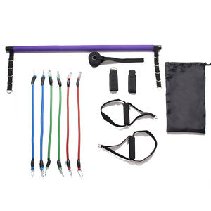 Kit de bâton de yoga noir multifonctionnel pour salle de sport avec logo personnalisé, sections d'usine, réglable avec bandes de résistance - Product Image 6