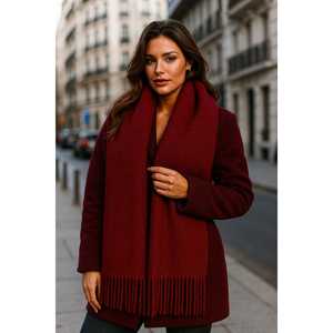 Écharpe épaisse blanche à texture douce avec des glands, accessoire polyvalent chaud pour tous les jours et les occasions spéciales pour l'automne - SAL1257 - Product Image 1