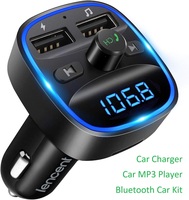 Kit émetteur FM V5.0 pour voiture avec chargeur USB double, câble rétractable, charge rapide, appels mains libres, lecteur MP3 et lecteur de disque USB