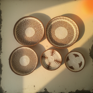 Set di cesti di stoccaggio Boho in stile <span class=keywords><strong>etnico</strong></span> intrecciati a mano ciotole in fibra naturale per decorazioni da parete e organizzazione di ciotole in stile <span class=keywords><strong>africano</strong></span> - Product Image 2