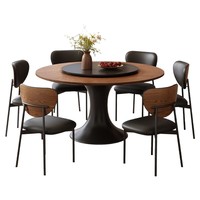 Table à manger 6 places en pierre frittée de luxe léger, avec support rotatif et pliable, pieds en métal, design écologique pour hôtels et restaurants
