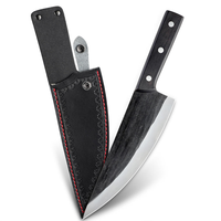 Couteau de chef portable de 8 pouces avec anneau de ceinture, manche en bois, pour la chasse, le camping et la cuisine en extérieur, avec couvercle