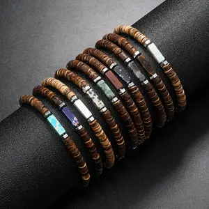 Popular In Europe And The United States Coconut Shell Men's Bracelet Coffee Wood Beaded Men's Jewelry Bracelet