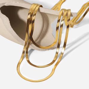 Hot Selling Sieraden 3Mm 4Mm 5Mm Vrouw Man Pvd Goud Visgraat Slang Link Ketting Rvs Platte Slang Choker Ketting - Product Image 5