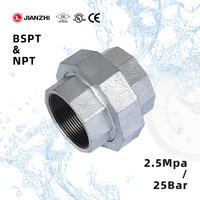 Conexiones de Tubería de Hierro Maleable Jianzhi NPT BSPT Roscadas de Baja Presión Resistentes a la Corrosión: Unión, Codo, Tubería de Gas, Conector en T