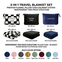 Vente chaude usine : Ensemble de voyage 2-en-1 personnalisé avec logo brodé – Coussin et couverture en flanelle pour avion, portable et doux