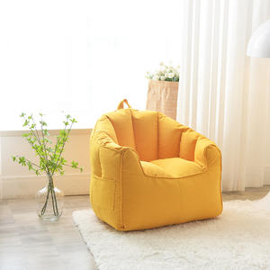 Fauteuil pouf jaune citron avec housse amovible, doux et confortable, pour salon ou chambre à coucher - Product Image 1