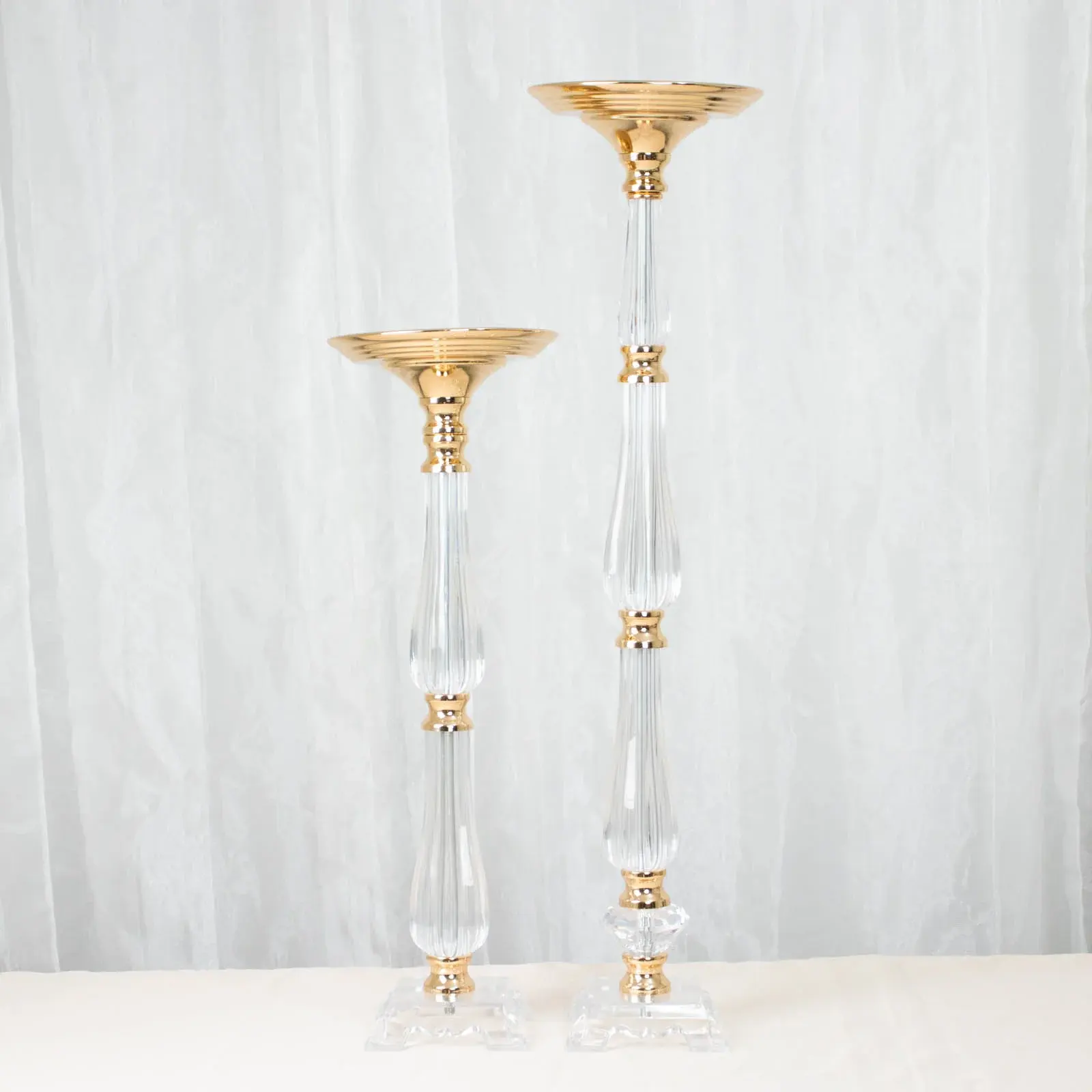 Clear Acrylic Crystal Pillar Candle Stand Table Centerpiece, Wedding Flower Bowl Pedestal