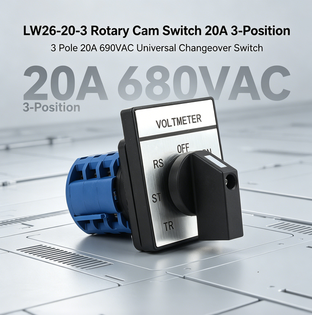 LW26 20A 32A 125A Universal Rotary Selector Switch 3 Phase Manual Changeover Cam Switch Motor Control Industrial 660V 1NO1NC
