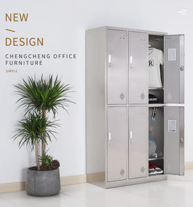 Casillero robusto de acero inoxidable de 6 puertas con opción de bloqueo de llave y código resistente al óxido para restaurante escuela Hotel - Product Image 1