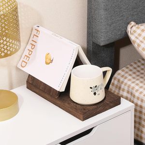 Solid Wood Triangular Bookshelf Desk Organizer Multifunctional Storage <b>Rack</b> For Office Desktop Reading <b>Shelf</b> With Cup Holder - Product Image 4
