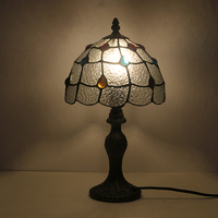 Lampe de table LongHuiJing 8 pouces avec abat-jour en verre teinté en forme de feuilles de cristal, base en alliage de zinc, E26 E27 110-220V, lampe de lecture vintage