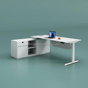 Ergonomisch Hout Laptop <span class=keywords><strong>Computer</strong></span> Bureau Dual Motor Staande Kantoor Bureau Elektrische Hoogte Verstelbare L-Vormige Tafel Met Frame - Product Image 5