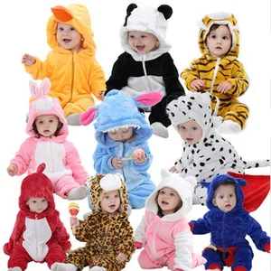 Flanela coelho traje baby clothes kids animal inverno baby macacão macacão Para Meninas Meninos Tigger Panda pijama set