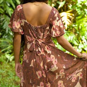 เดรสยาวทรงหลวมพิมพ์ลายโบฮีเมียนสำหรับฤดูร้อน คอวีลึก ผ้าลินินและวิสโคสสั่งตัดได้ แฟชั่นชุดเดรสผู้หญิง - Product Image 3