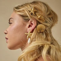 Nouveauté 2025 – Pince à cheveux étoile de mer super populaire pour femme, style vacances, avec diamants, pour franges et accessoires de coiffure, boucles d'oreilles