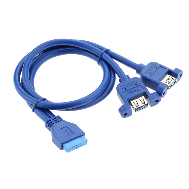 Cantell 2 Ports Panel Mount USB 3.0 to Motherboard 20PIN Dual Ports Extension Cable Cord 30cm