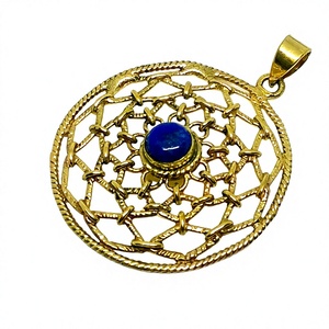 Antique Brass <b>Large</b> 40 mm Flower of Life Charms Pendants Diamond and Onyx <b>Stone</b> Plated with Religious Style for Jewelry Making - Product Image 1