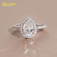 Bague de fiançailles en argent 925 avec moissanite taille poire 7x10mm 2 carats, design Halo, bijoux fins personnalisés pour femme