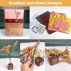 Zhorya 71 pièces Kit de fleurs <span class=keywords><strong>en</strong></span> <span class=keywords><strong>bois</strong></span> lys rose bricolage ensemble de construction de fleurs artificielles Kit d'artisanat Puzzles <span class=keywords><strong>3D</strong></span> - Product Image 5