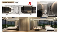 Capsule spatiale préfabriquée, structure modulaire en acier pour hôtel, glamping, complexe hôtelier