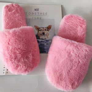 Custom <b>Cozy</b> Indoor Fluffy Fuzzy Rabbit Fur for <b>Slippers</b> Luxury Women's Soft House for <b>Slippers</b> Warm Winter Faux Sheepskin Flat - Product Image 3