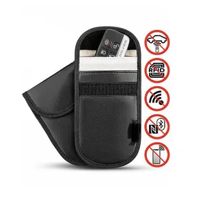 PU皮革保护器汽车rfid信号阻挡法拉第袋，用于起亚嘉年华钥匙袋